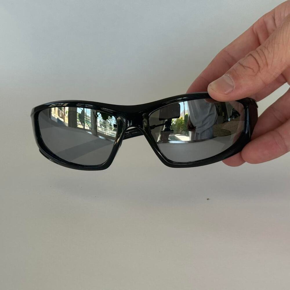 Y2K Black Sunglasses with Silver Lenses Unisex Slim Rectangle UVA UVB Protection